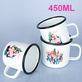 10R04    white color enamel mugs printing 450ml