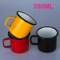 10R08    color enamel mugs printing 350ml with square handle