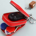 10S10    Custom premium Genuine Leather Leather double zipper car key bag