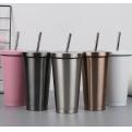 Z52 Stainless steel straw cup vacuum coffee cup 500ml