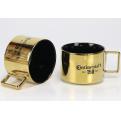 E68-1 Branded golden ceramic mugs with logo printing