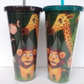 S13 promotional double wall plastic takeaway cup with straw and inserted advertsing paper 500ml