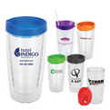 S19 promotional double wall plastic takeaway cup  inserted advertsing paper 450ml