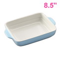 V25    Ceramic binaural grill household fish plate soup plate high temperature baking rice rectangular cheese cake plate