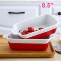 V26    Ceramic binaural grill household fish plate soup plate high temperature baking rice rectangular cheese cake plate