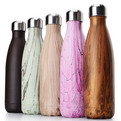 Z15 Wood coke bottle thermos bottle 304 stainless steel creative bowling sports water bottle  500ml
